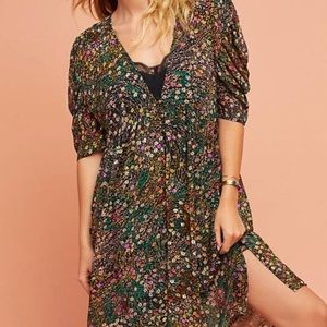 NWT Anthropologie Black Floral Dress